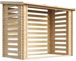 Holz Kaminholzregal TIMBELA M202 - Brennholzregal B232xL146xH199 cm/ 2.63m2