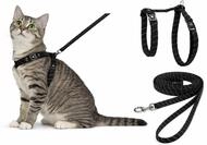 katzengeschirr - Elza schwarz - 22-32cm - 27-46cm - Leine 110cm - Nylon verstellbar -