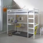 Homestyle4u Kinder Hochbett mit Treppe 90x200 cm Wei&szlig; Kiefer Holz Jugendbett...