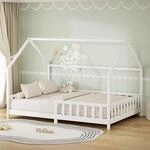 ML-Design Kinderbett Hausbett 140x200 cm mit Rausfallschutz, Dach & Lattenrost,