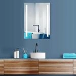 HOKO LED Badspiegel 60x80 cm. Badezimmer Spiegel mit Uhr. Design Bad Spiegel mit