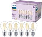 Philips classic A60 LED Lampe, 60 Watt, klar, E27 Sockel, 2700 K warmwei&szlig;es Licht,