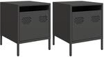 vidaXL Nachttische 2 STK. Schwarz 35x39x43,5 cm Stahl, Schrank, Nachtkommode,
