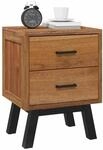 vidaXL Nachttisch mit Schubladen Natur 40 x 35 x 55 cm Massivholz Teak, Vintage