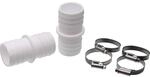 Schlauchverbinder (2er Pack mit 4 VA Schellen) &Oslash; 32 mm auf &Oslash; 38 mm - Fitting -