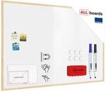 ALLboards Whiteboard mit Holzrahmen 150x100cm Magnettafel Wei&szlig; Magnetisch,...