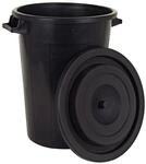 BURI Robuste und vielseitige 100L Universaltonne in Schwarz mit Deckel -...