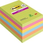 Post-it Super Sticky Notes im Gro&szlig;format XL, Liniert, 6 Bl&ouml;cke, 101 mm x 152 mm, 90