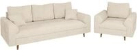 S-Style M&ouml;bel Set Sofa 3 Sitzer Sessel Couch 2 St&uuml;ck Holzf&uuml;&szlig;e Braun...