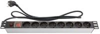 Good Connections Steckdosenleiste 19" (1HE) - Schutzkontakt-Stecker an 8X