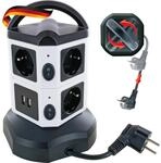 SCHWAIGER STDT2718 Steckdosentower Mehrfachsteckdose 1,8m Kabel 7X Schostecker...
