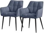 ML-Design Esszimmerst&uuml;hle 2er Set aus Frotteestoff, Blau, K&uuml;chenstuhl mit...