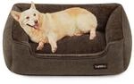 Feandrea Hundebett, Hundekissen in Leinenoptik, Hundekorb, erh&ouml;hte R&auml;nder,