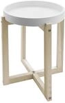 Spetebo Holz Beistelltisch rund mit Tischplatte im Tablett Design 30 cm - wei&szlig;...