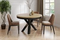 WFL GROUP Runder Ausziehbarer Esstisch im Loft-Stil - Industrieller Tisch mit