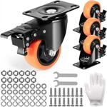 VEVOR M&ouml;belrollen 4er-Set Lenkrollen PVC &phi;76,2mm Laufrollen 454kg Tragf&auml;higkeit