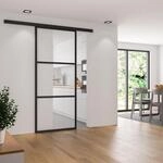 inova Glasschiebet&uuml;r 880x2035 mm Komplettset Klarglas mit Alu Rahmen schwarz