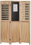 Homestyle4u 2417, Paravent Raumteiler innen 3 teilig Holz Braun Memoboard...