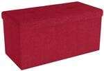 INTIRILIFE Faltbare Sitzbank 78x38x38 cm in Granat ROT - Sitzw&uuml;rfel mit Deckel...