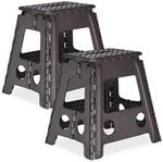 Relaxdays Klapphocker faltbar, 2er Set, Camping Hocker, gro&szlig;er Badhocker, bis...