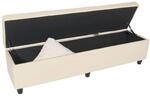 Mendler Aufbewahrungs-Truhe Kriens XXL, Leder + Kunstleder, 180x45x45cm - Creme