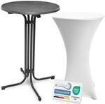 Beautissu Stehtisch mit Hussen &ndash; Klappbarer Stehtisch 70 cm Grau inkl. Stretchhusse