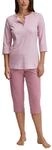 CALIDA Striped Dreams Capri-Pyjama, Schlafanzug Damen, aus 100% Bio-Baumwolle,