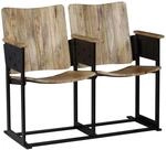 vidaXL Mangoholz Massiv Bank 2-Sitzer Kino-Stil Stahl Sitzbank Flurbank Sessel