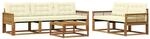 vidaXL Outdoor-Sofagarnitur mit Kissen 6 pcs Natur und Creme, Garten-Sofa, modernes
