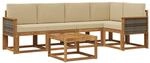 vidaXL Outdoor-Sofagarnitur 6 pcs Natur und Beige Massivholz Akazie,...
