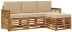 vidaXL Outdoor-Sofagarnitur mit Kissen 4 pcs Natur und Beige, Garten-Sofa,...