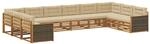 vidaXL Sofa-Set mit Kissen, 10 St&uuml;ck, aus massivem Akazienholz, bequemes Sofa...