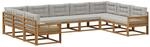 vidaXL Outdoor-Sofagarnitur mit Kissen 9 pcs Nat&uuml;rlich und Hellgrau,...