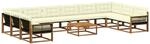 vidaXL Outdoor-Sofagarnitur mit Kissen 11 pcs Natur und Creme, Garten Set,...