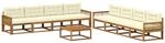 vidaXL Outdoor-Sofagarnitur mit Kissen 9 pcs Natur und Creme, Garten-Sofa Set,