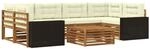 vidaXL Outdoor-Sofagarnitur mit Kissen 7 pcs Natur und Creme Polyester,...