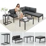 Melko Aluminium Essgruppe Set Ecklounge mit Hocker und Beistelltisch |...