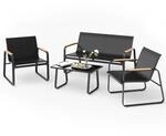 Mondeer Gartenm&ouml;bel Set 4-TLG, Balkon M&ouml;bel Set mit Holz-Kunststoff Armlehnen,
