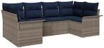 vidaXL Gartensofa-Set mit Kissen 6 pcs Grau Poly-Rattan, Modularer...