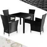 Casaria&reg; Gartenm&ouml;bel Polyrattan 4 St&uuml;hle Stapelbar 90x90cm Tisch WPC Holz