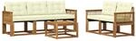 vidaXL Outdoor-Sofagarnitur mit Kissen 6 pcs Natur und Creme, Gartenm&ouml;bel,...