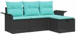 vidaXL Gartensofa-Set mit Kissen mit Speicher 4 pcs Poly Rattan, Garten- und