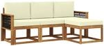 vidaXL Outdoor-Sofagarnitur mit Kissen 4 pcs Natur und Creme, Garten-Sofa,...