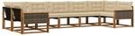 vidaXL Outdoor-Sofagarnitur mit Kissen 7 pcs Natur und Beige, Elegantes Garten-Sofa,