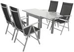 DEGAMO Gartengarnitur Tirana 5-teilig, 4X Klappsessel Aluminium Silbergrau +