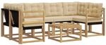 vidaXL Outdoor-Sofagarnitur mit Kissen 7 pcs Wei&szlig; und Beige, Moderne