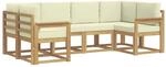 vidaXL Outdoor-Sofagarnitur mit Kissen 6 pcs Wei&szlig; und Creme, Akazienholz,...