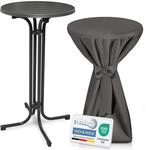 Beautissu Grauer Stehtisch klappbar 60 cm mit Premium Stehtischhusse Anthrazit &