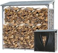 QUICK STAR Aluminium Kaminholzregal Au&szlig;en 185 x 70 x 185 cm Mit Wetterschutz
