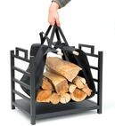 DanDiBo Kaminholzregal Innen Metall Schwarz Stehend mit Tragetasche 45 cm